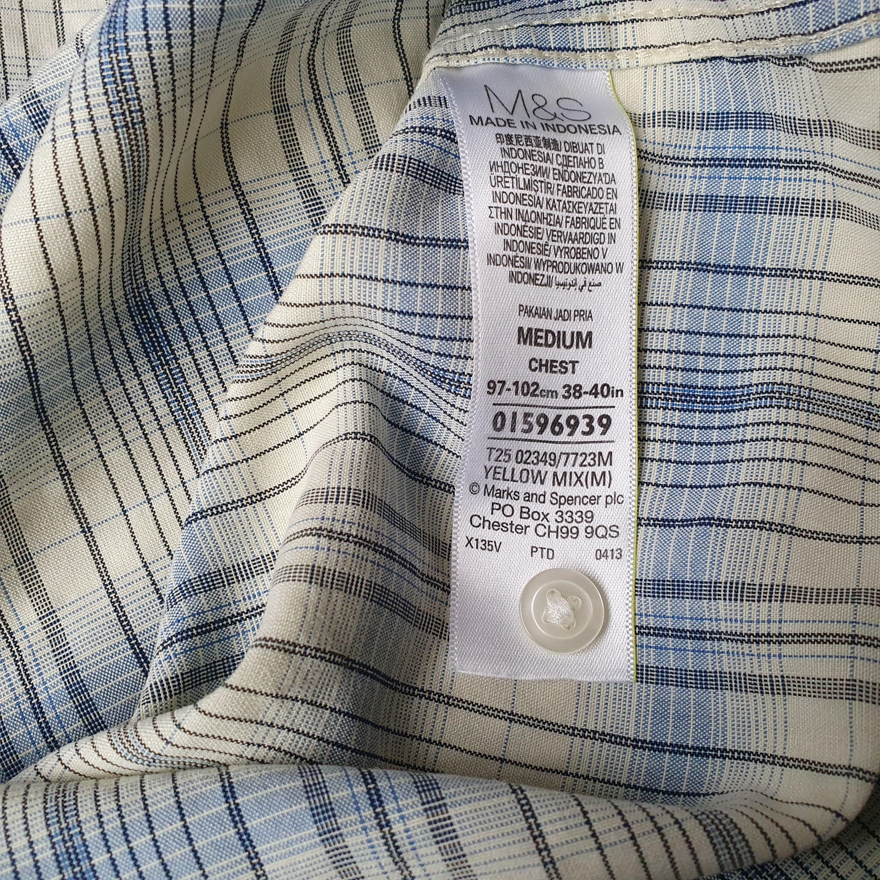 Mens Shirt Marks Spencer Man Yellow Check Short Sleeve Uk